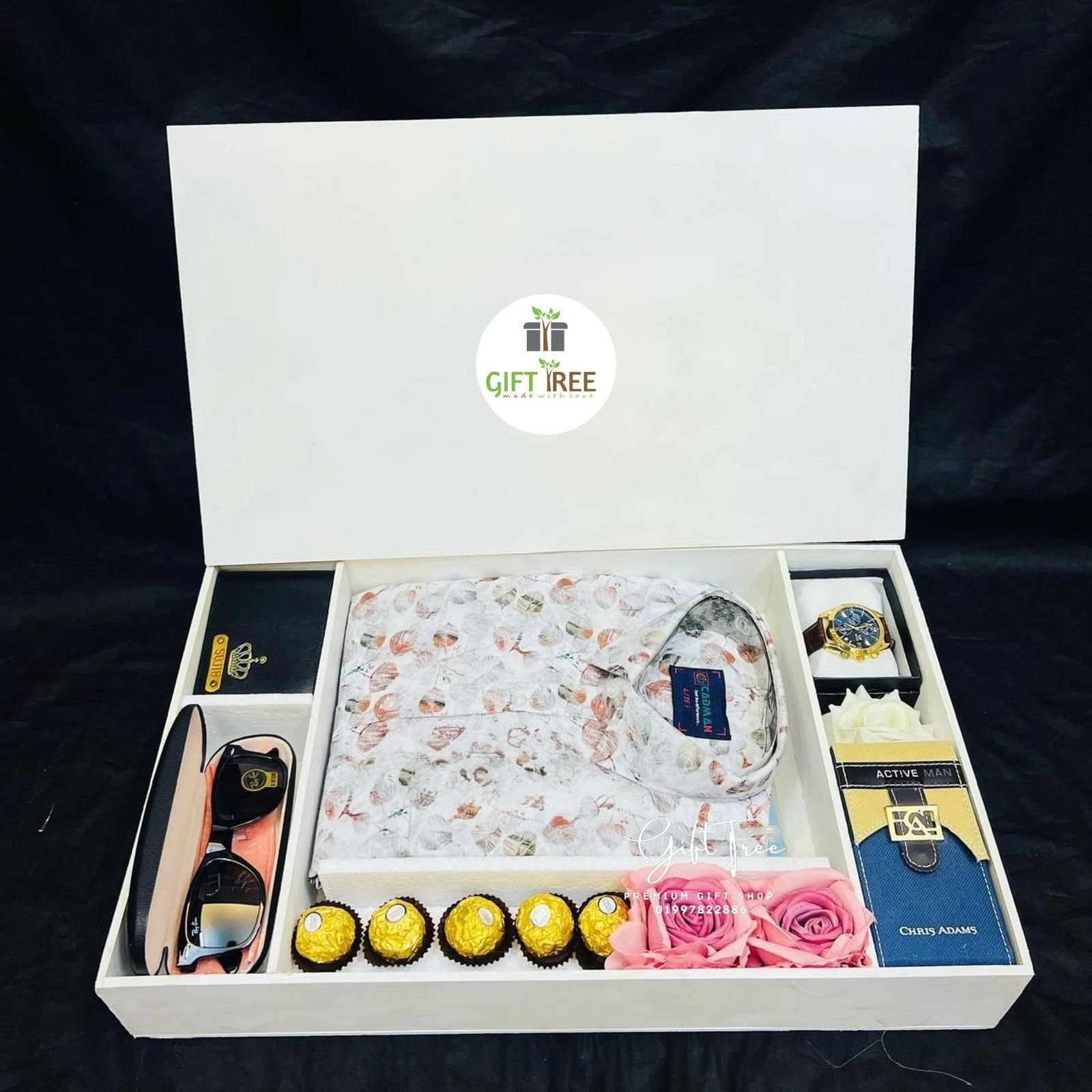 Men’s Gift Box with Shirt, Watch, Sunglasses, Wallet & Perfume
