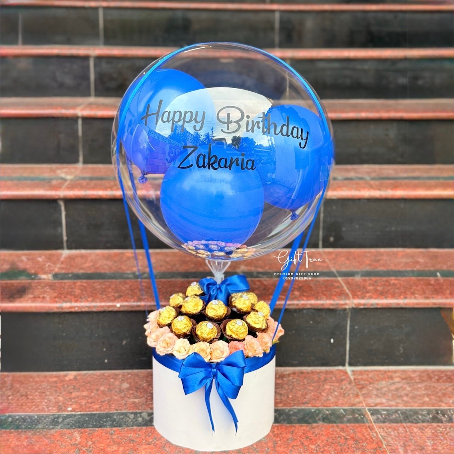 Balloon Bouquet with Natural Flower &amp; ferrero Rocher Chocolate