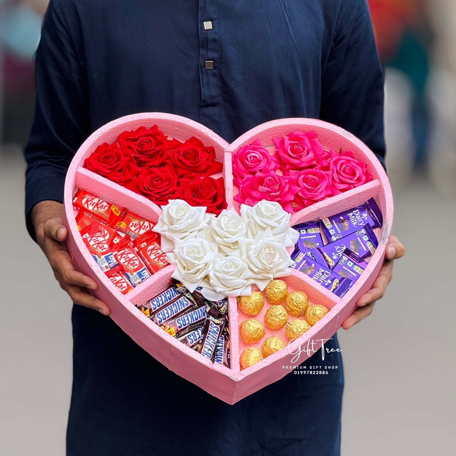 Heart Chocolate & Flower Box Small